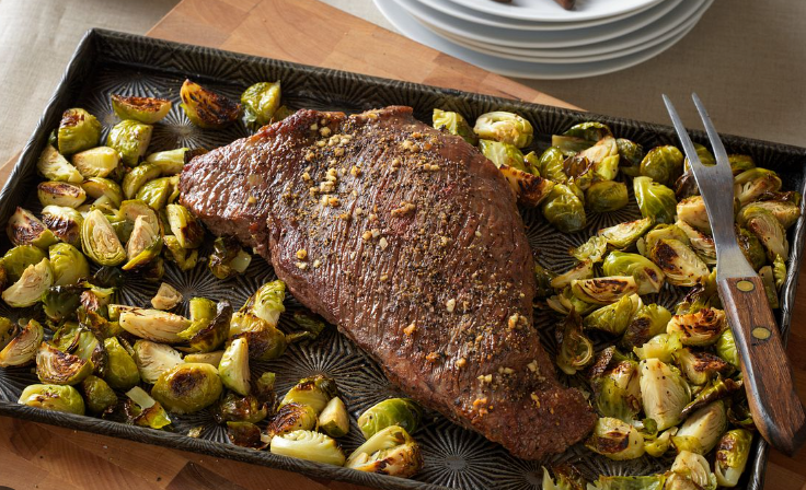 One Pan Roasted Beef Tri-Tip & Brussels Sprouts